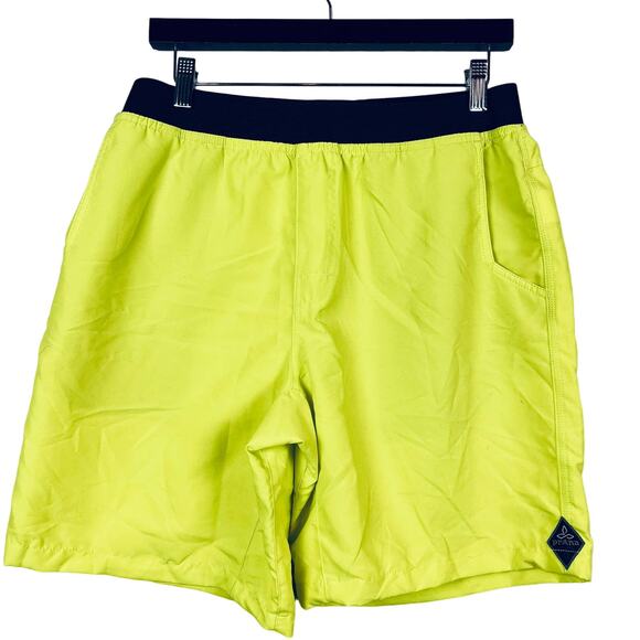 Prana Shorts Elastic Waist Pull On Chartreuse - L - Picture 1 of 5
